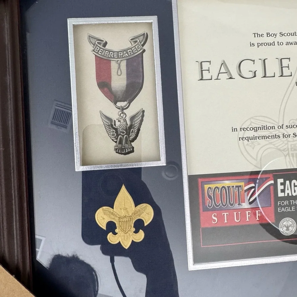 BSA Eagle Scout Certificate Award Frame Wood Display Medal Holder USA New
